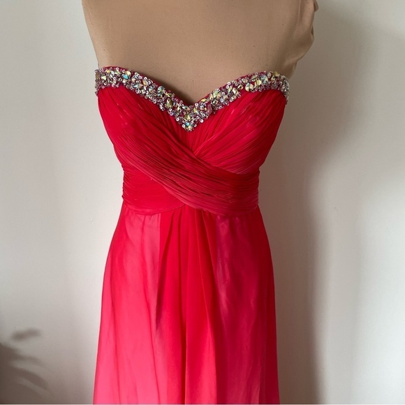 Blush Prom By Alexia Pink Rhinestone Embellished Strapless Evening Gown EUC Sz 4 - Picture 6 of 10